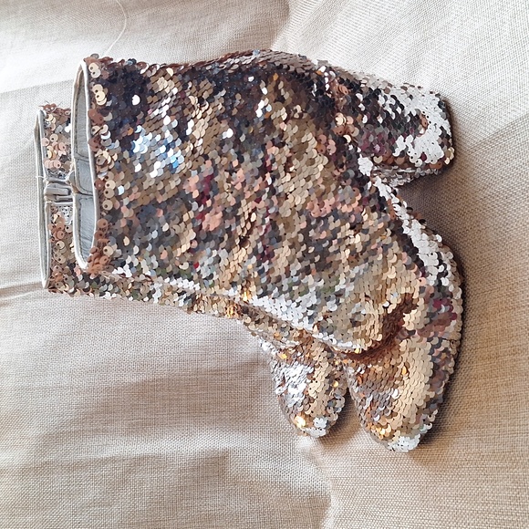 STEVE MADDEN, two tone sequenced shiney ankle boot, W6 - Picture 1 of 8
